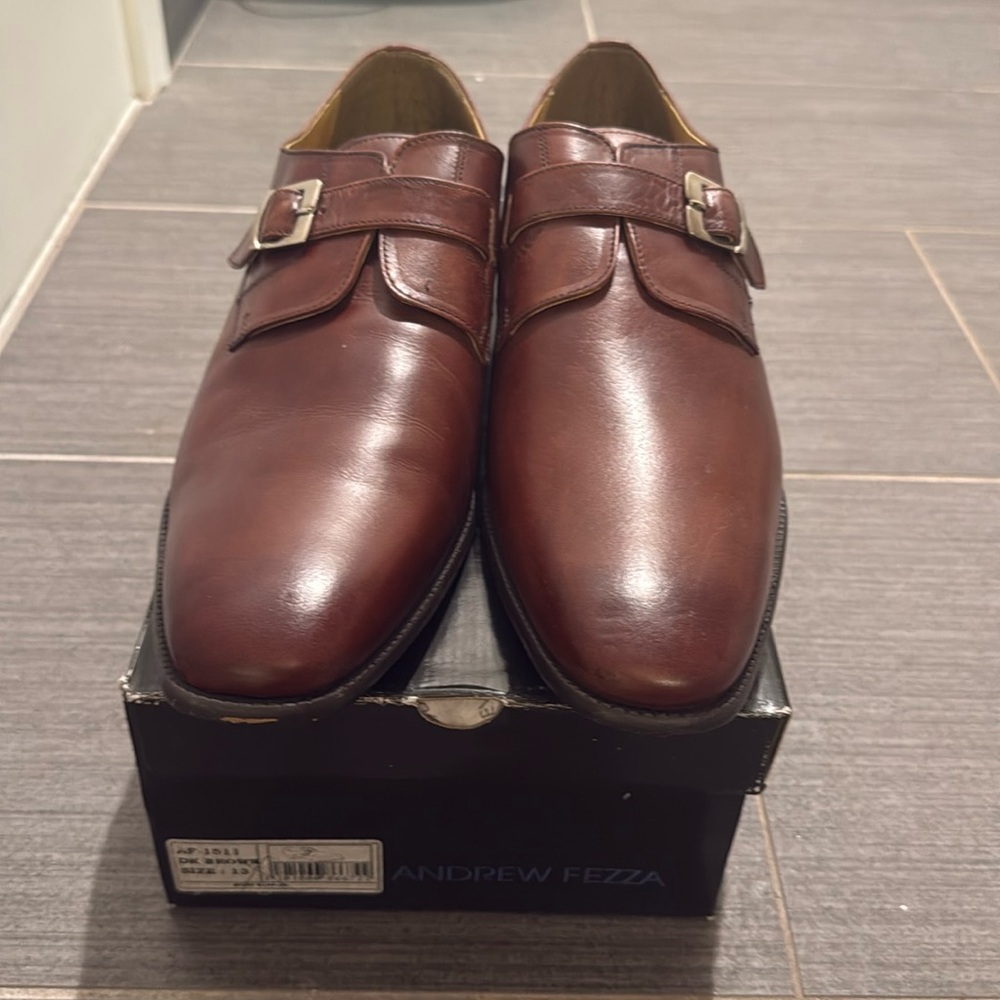 Andrew Fezza men’s dress shoes.  Dark brown.  Size 13.  Gently worn.